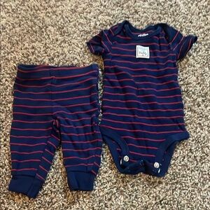 Child of Mine Navy and Red Striped Matching Set